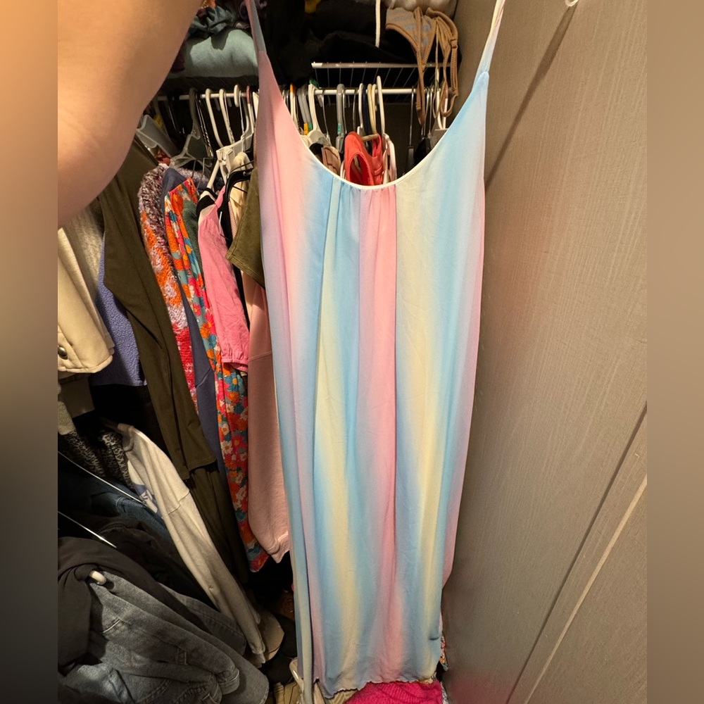 Pink Lily pink and blue maxi dress